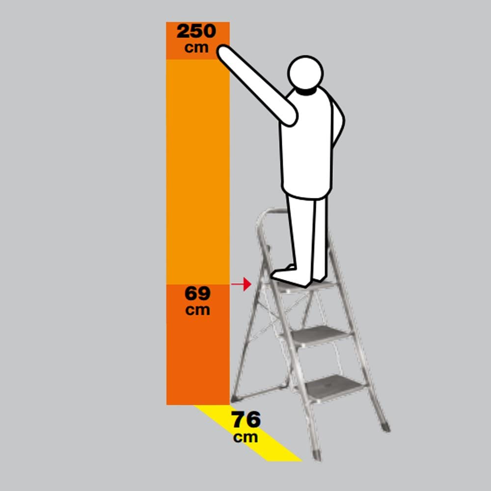 Sgabello Alluminio a Forbice 3 Gradini FACAL - Altezza 115 cm